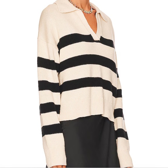 NWT Velvet Striped Cashmere Blend Polo Sweater - Picture 3 of 8